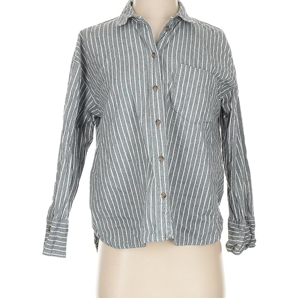 Madewell Gray Striped button down